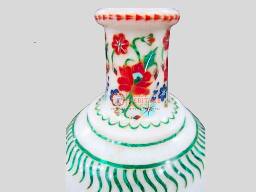 Decorative Marble Carnelian Multi Color Inlay Flower Vase